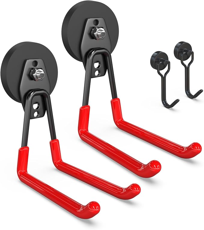 3-H Heavy Duty Magnet Garage Hooks 2 Pack, Extra Large Strong Magnetic Hooks by 3-H