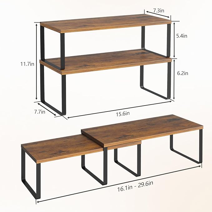 NEX Kitchen Cabinet and Counter Shelf Organizer, Stackable & Expandable - Image 3