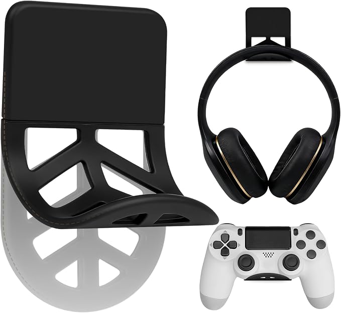 Wall Mount Headphone Stand, 2-in-1 Bendable Silicone Controller Holder by Nezylaf