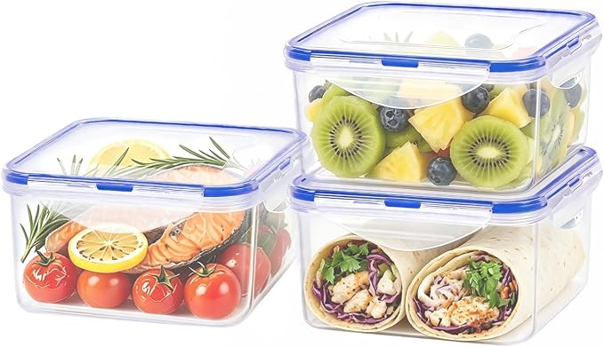 KIGI 42 oz Square Food Storage Containers, Leak-proof &Airtight, 4-Sided by KIGI