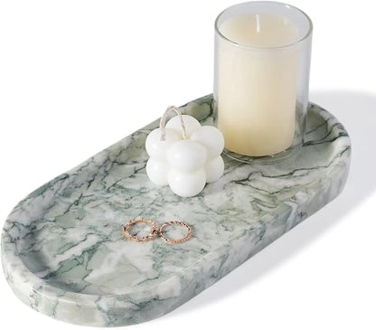 Koville Marble Bathroom Tray for Countertop, Vanity Tray Stone Trays for Decor by Koville