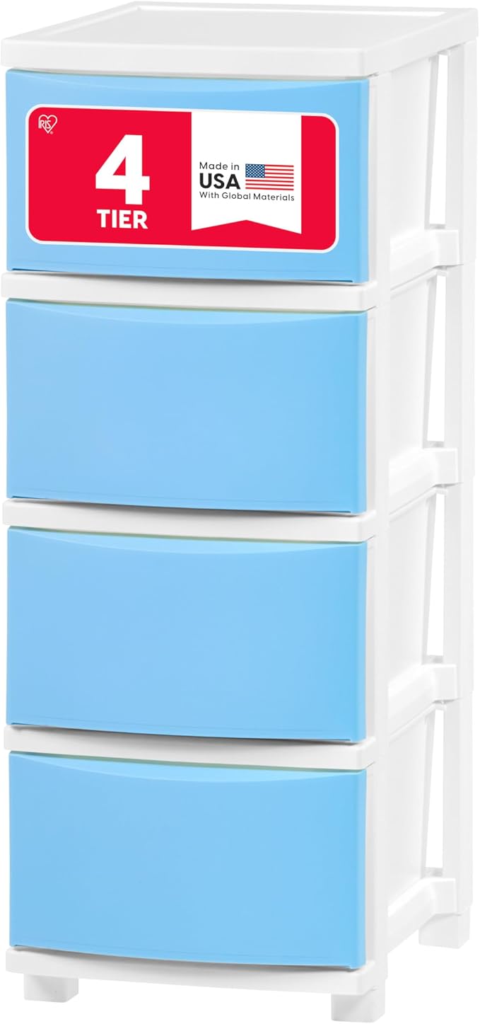 IRIS USA 4-Drawer Slim Narrow Storage Organizer, school essentials, beauty items by IRISUSA