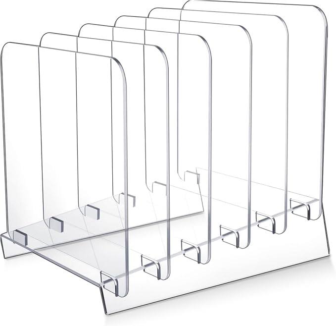 File Organizer for Desks Acrylic Vertical File Holder for Desk 5 Sections Desk - Image 7