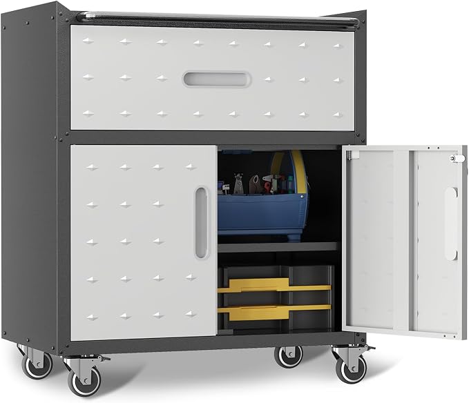 Rolling Tool Cabinet with Wheels, Tool Cabinets with 2 Door and 1 Drawer by VIYET