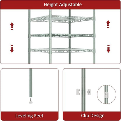 IZEUK 3 Tier Heavy Duty Steel Storage Shelves, Metal Shelf Wire Shelving Rack - Image 4