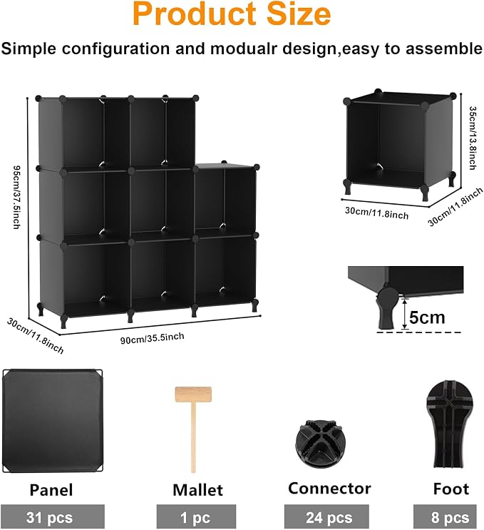 AWTATOS 8 Cube Storage Organizer, Closet Organizer Storage Shelf, Bookcase - Image 3