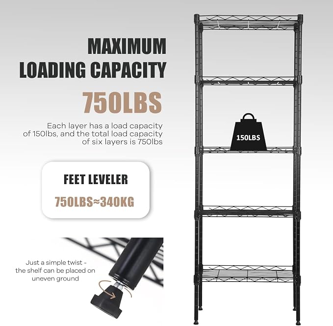 NChanmar 5-Tier Metal Shelving Unit Storage Shelves Metal Shelves 48"x17"x12" - Image 3
