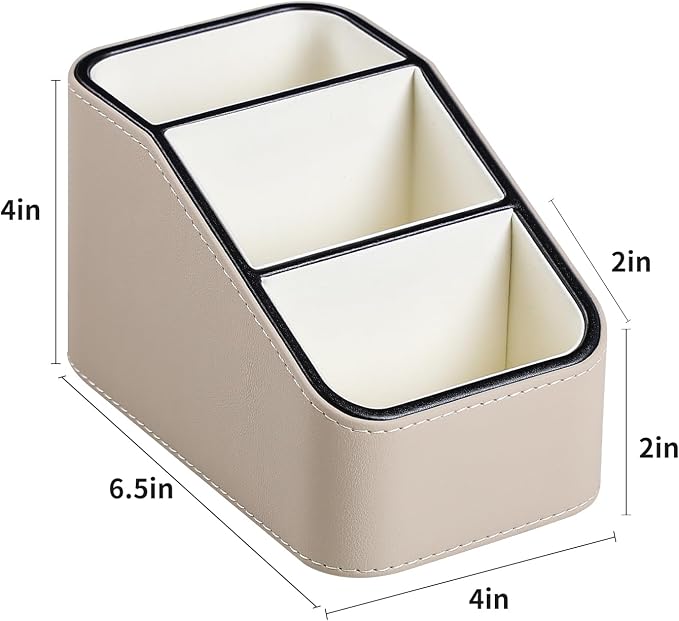 PU Leather Remote Control Holder, Small Desk Organizer Office Supply Bedside - Image 7