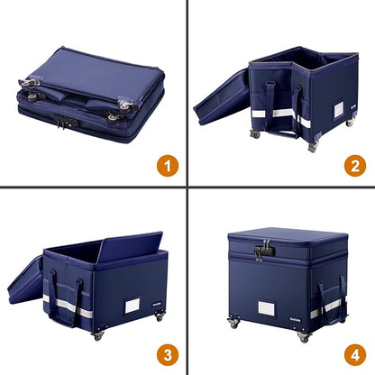 DocSafe File Box with Lock, 2-Layer Fireproof Document Box with Wheels - Image 8