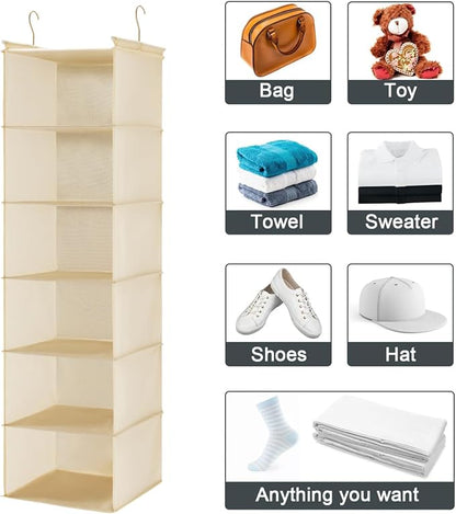 MAX Houser 6 Tier Shelf Hanging Closet Organizer, Cloth Hanging Shelf - Image 8