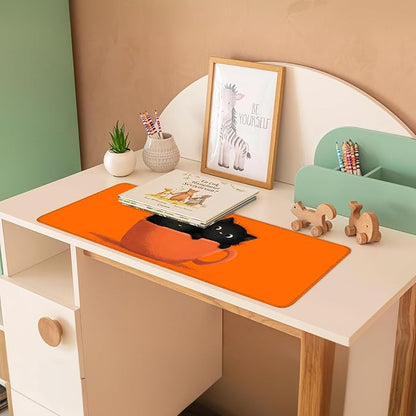 Large Cute Black Cat Mouse Pad, Extended Desk Mat - Image 3