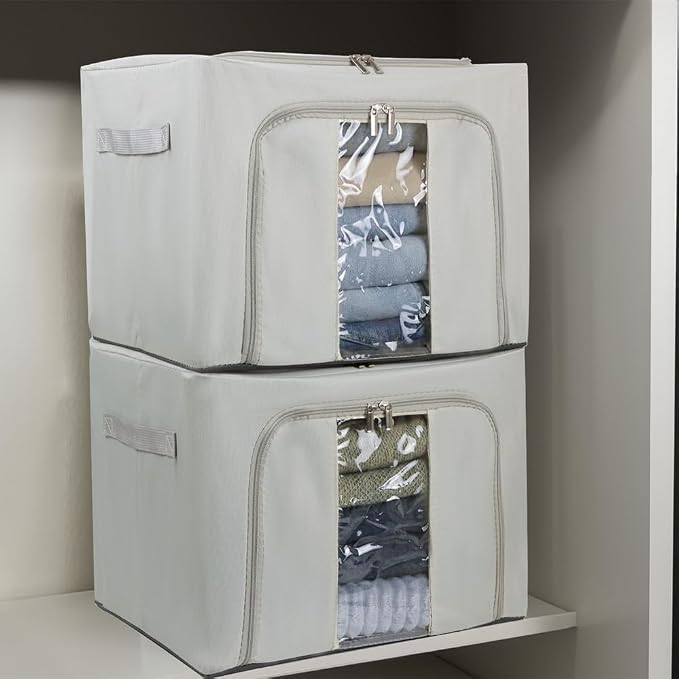 36L Clothes Storage Bins with Metal Frame, Foldable Oxford Fabric Clothes - Image 6