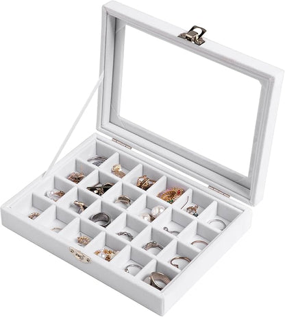 Frebeauty 24 Grid Earring Organizer, Small Velvet Jewelry Tray by Frebeauty