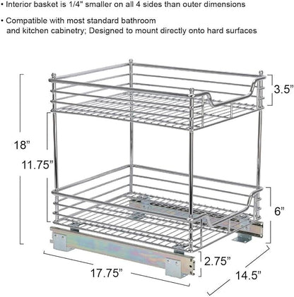 Household Essentials Chromed Steel 2-Tier Artisan Pull-Out Organizer - Image 4