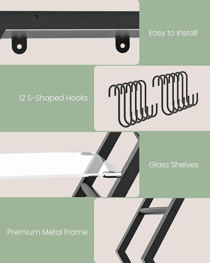 Hexagon Floating Shelves Set of 2, Glass Hanging Shelves - Image 5