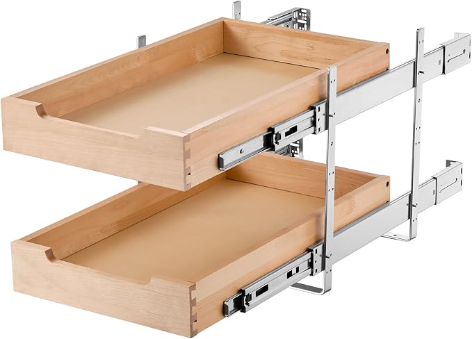 VEVOR 2 Tier Pull Out Cabinet Organizer, Soft Close Slide out Shelf, Heavy-Duty - Image 11
