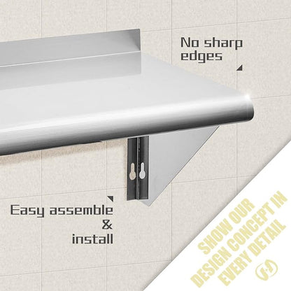 Hally Stainless Steel Shelf 14 x 36 Inches, 300 lb, Commercial Wall Mount - Image 5