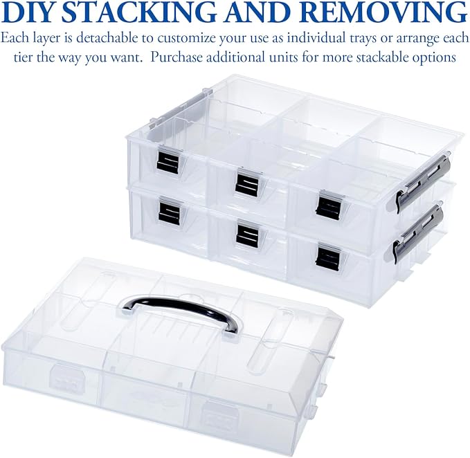 MyGift 11 Inch Clear Plastic Storage Box Container, Arts and Crafts Sewing - Image 2