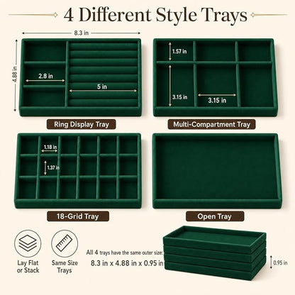 4 Pack Stackable Jewelry Organizer Tray Set - Image 5