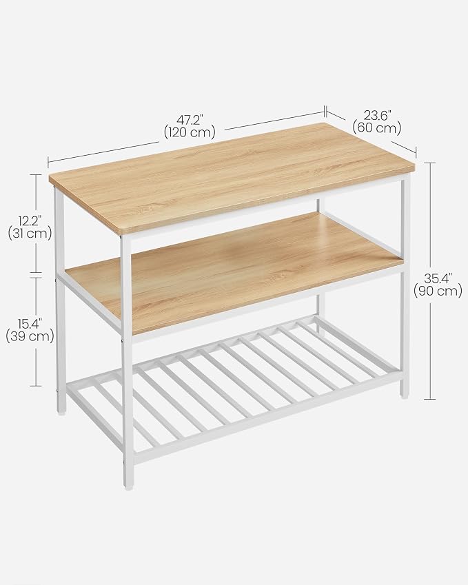 VASAGLE Kitchen Island with 3 Shelves, 47.2 Inches Width Kitchen Shelf with - Image 3