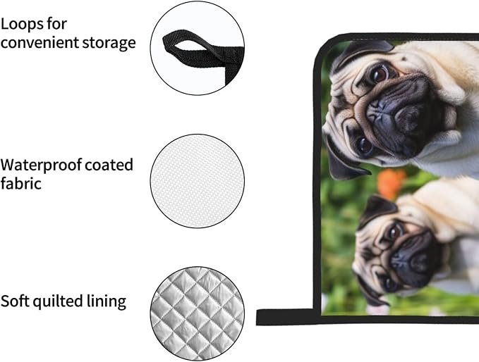 Pugs in The Garden Oven Mitts and Pot Holders 4-Piece Set, Extended Kitchen - Image 5