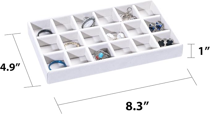 Frebeauty Jewelry Organizer Tray, Stackable Velvet Jewelry Trays, Drawer - Image 2