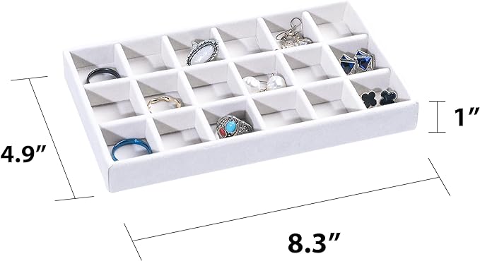 Frebeauty Jewelry Organizer Tray, Stackable Velvet Jewelry Trays, Drawer - Image 2