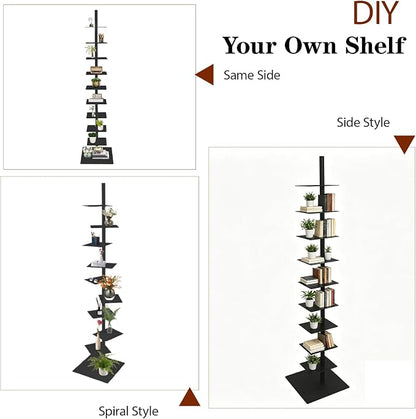 9 Tier Metal Spine Bookshelf Tower, Adjustable Vertical Tower - Image 6