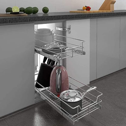 2 Tier Pull Out Cabinet Organizer 18" W X 22" D, Slide Out Drawers - Image 7