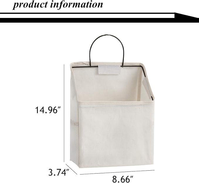 2 Pcs Wall-hanging Storage Bags, Desktop Organizer Basket Cotton Linen Hanging - Image 2