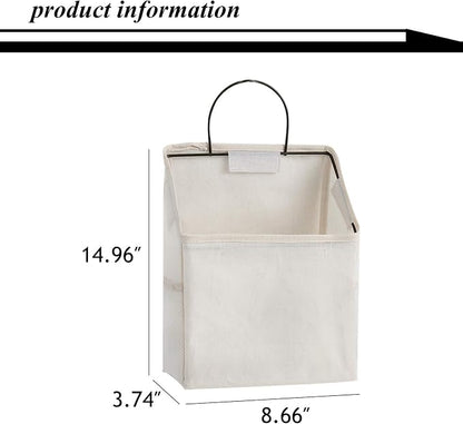 QULSE 2 Pcs Wall-Hanging Storage Bags, Desktop Organizer Basket Cotton Linen - Image 2