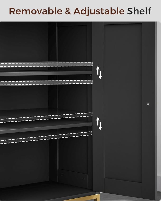 Homhedy Bathroom Storage Cabinet, Freestanding Floor Cabinet, Adjustable Shelves - Image 6