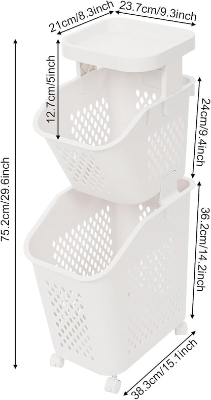 2-Tier Plastic Laundry Hamper Sorter - Image 4