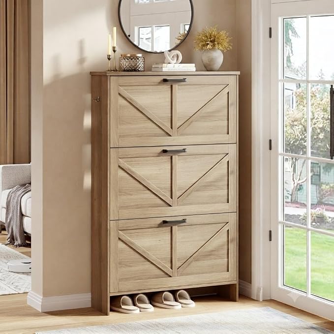 Nicetree 3-Drawer Flip Shoe Storage Tower – Slim-Profile Freestanding Rack by Nicetree