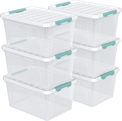 Gainhope 6 Pack 35 L Clear Plastic Storage Bin, Latch Storage Box - Image 7