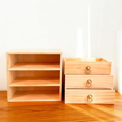 3 Layer Natural Wooden Storage Box - Image 2