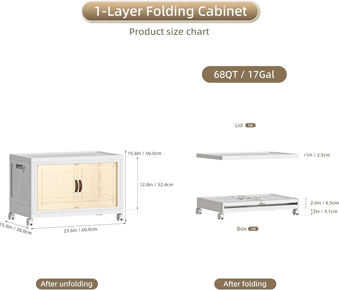 68 QT / 17 Gal Extra Wide Foldable Plastic Cabinet - Image 2
