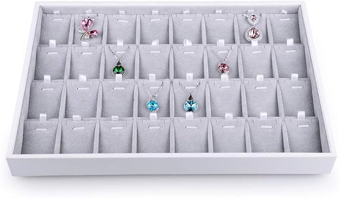 Oirlv Velvet Stackable Jewelry Tray 32 Grids Pendant Organizer Display Showcase by Oirlv