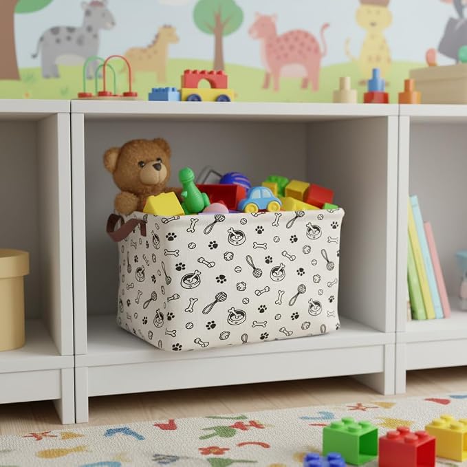 Dog Paw Storage Basket Waterproof Canvas Toy Storage Bin Storage Organizer - Image 3