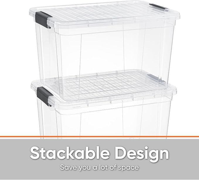 Superio Storage Bins with Lids- 6 Pack, 4.75 Qt Clear Boxes - Image 4