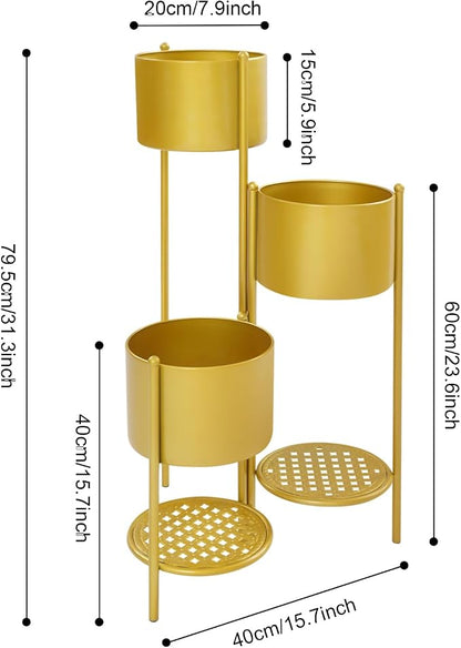 Foldable Corner Plant Stand Shelf, Indoor Outdoor Metal Flower Pot Holder - Image 2
