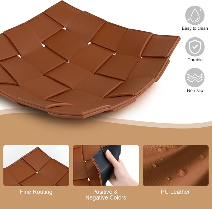 Valet Tray PU Leather Key Holder Bowl - Image 7