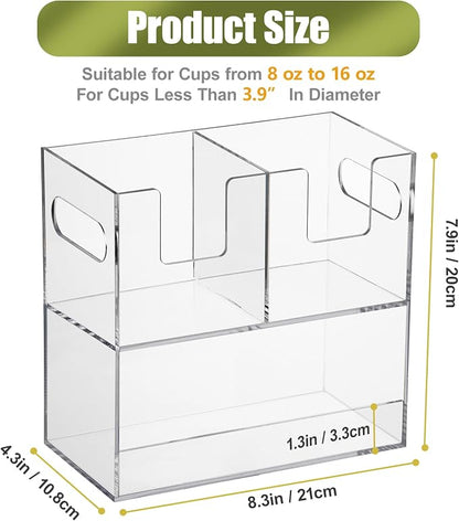 MYITYARD Coffee Cup Holder for Countertop, 2-Tier Clear Acrylic Cup Dispenser - Image 2