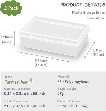 2 Pack 5.24x3.31x1.58 Inches Rectangular Clear Small Plastic Storage Containers - Image 2