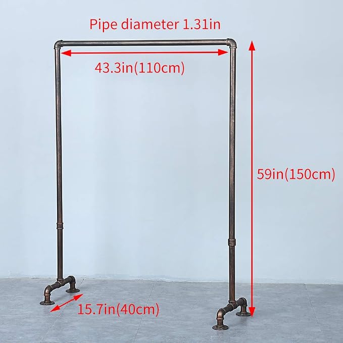 Industrial Pipe Clothing Rack 59in, Clothes Racks - Image 3