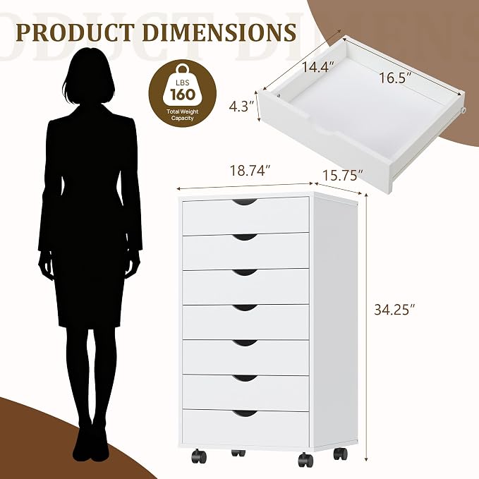 7 Drawer Mobile File Cabinet - Image 3