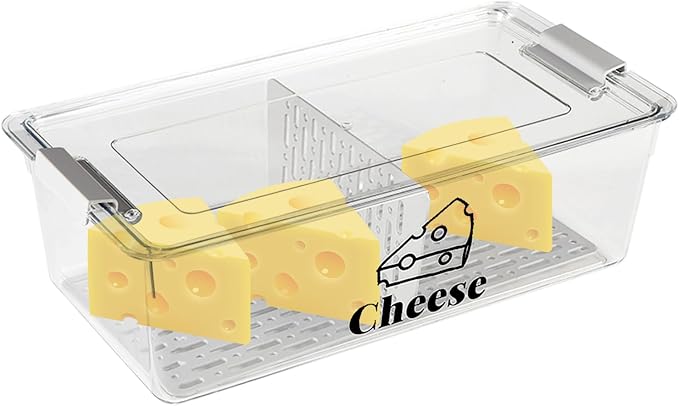 Cheese Container Airtight with Draining Basket Cream Block Cheese Sliced by Unknown