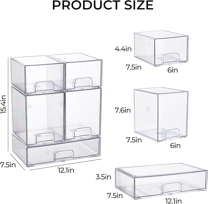 UFORU Baby Bottle Organizer, Stackable Storage Drawers 5 packs, Pull-Out Drawers - Image 3