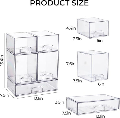 UFORU Baby Bottle Organizer, Stackable Storage Drawers 5 packs, Pull-Out Drawers - Image 3