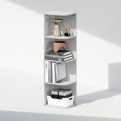 Furinno Reed Corner Shelf, 4-Tier Corner Bookshelf, Book Shelf, Corner Shelves - Image 5